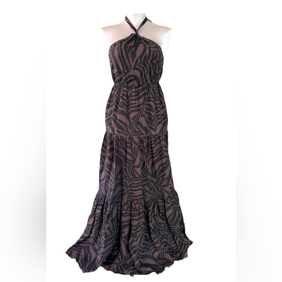 Nicole Miller Dresses & Skirts - Nicole Miller zebra print linen maxi dress halter style NWT size XS
